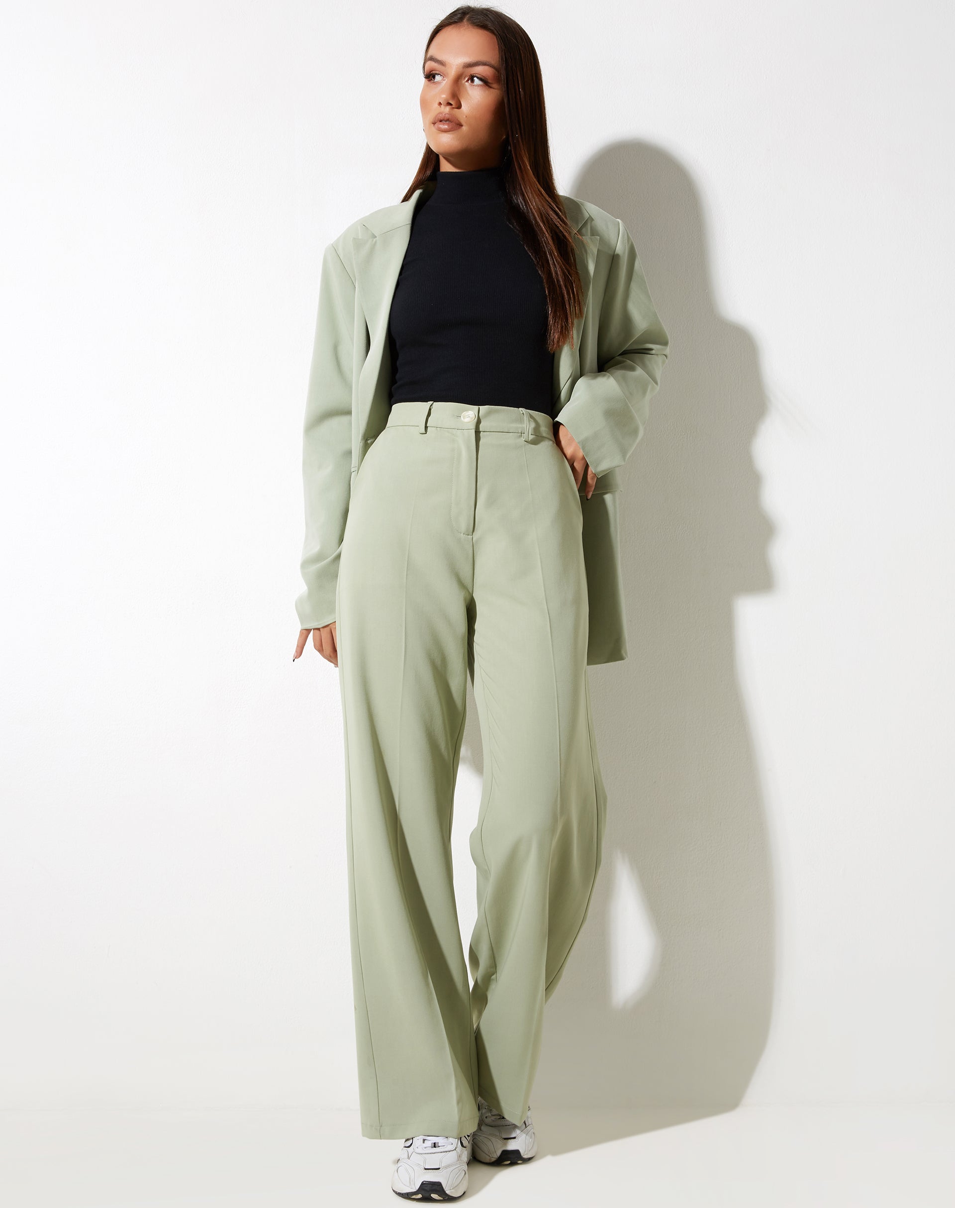 High Waist Sage Green Cigarette Trouser ...